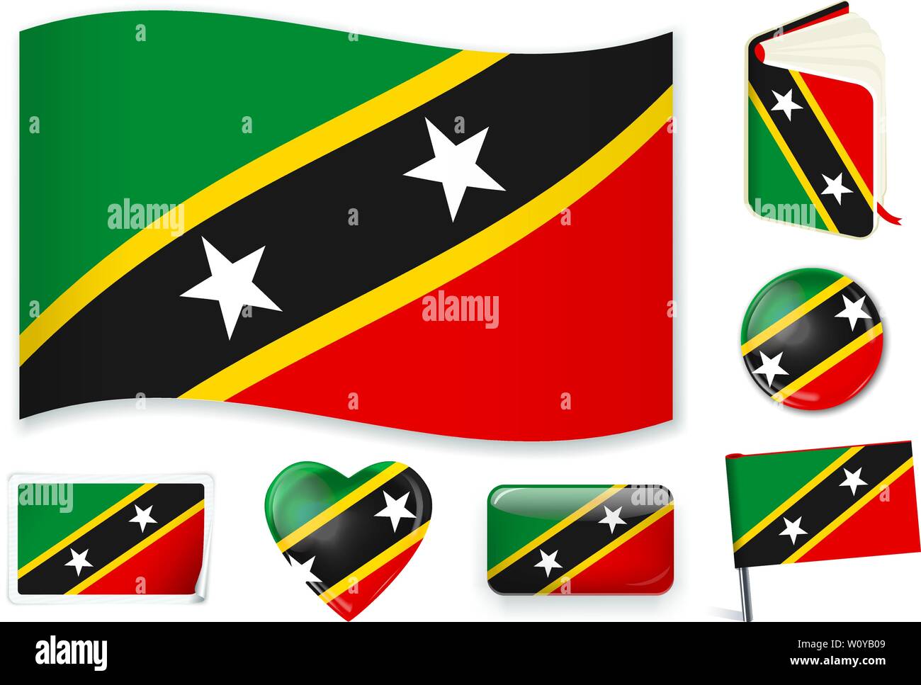 Saintchristophe et Niévès drapeau national. Vector illustration. 3 — free download
