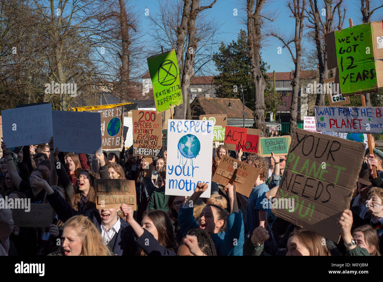 Pour l'évolution du climat de protestation UK Banque D'Images