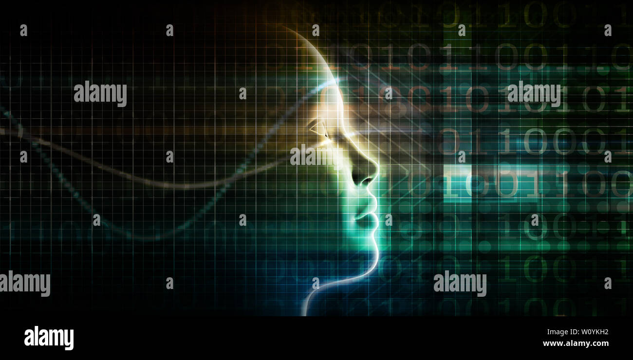 L'évolution de l'intelligence artificielle avec la conscience comme concept de haute technologie numérique Banque D'Images