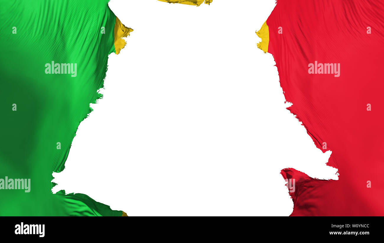 Mali drapeau déchiré, fond blanc, 3D Rendering Banque D'Images