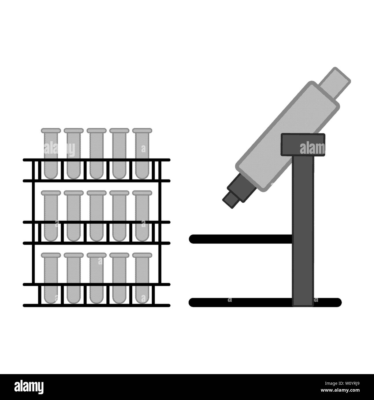 Expérience scientifique avec différents équipements de laboratoire - Vector Illustration de Vecteur