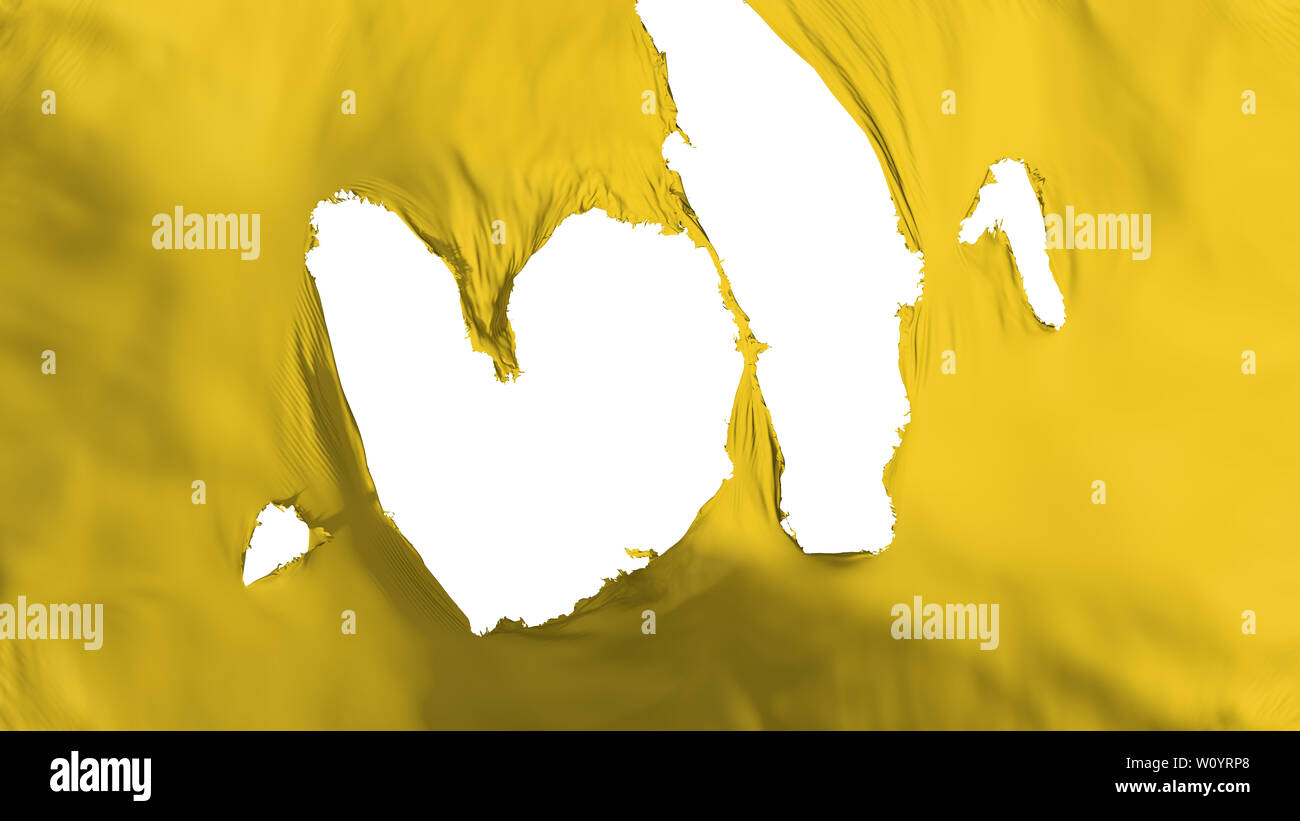 Couleur jaune en lambeaux Drapeau, fond blanc, 3D Rendering Banque D'Images
