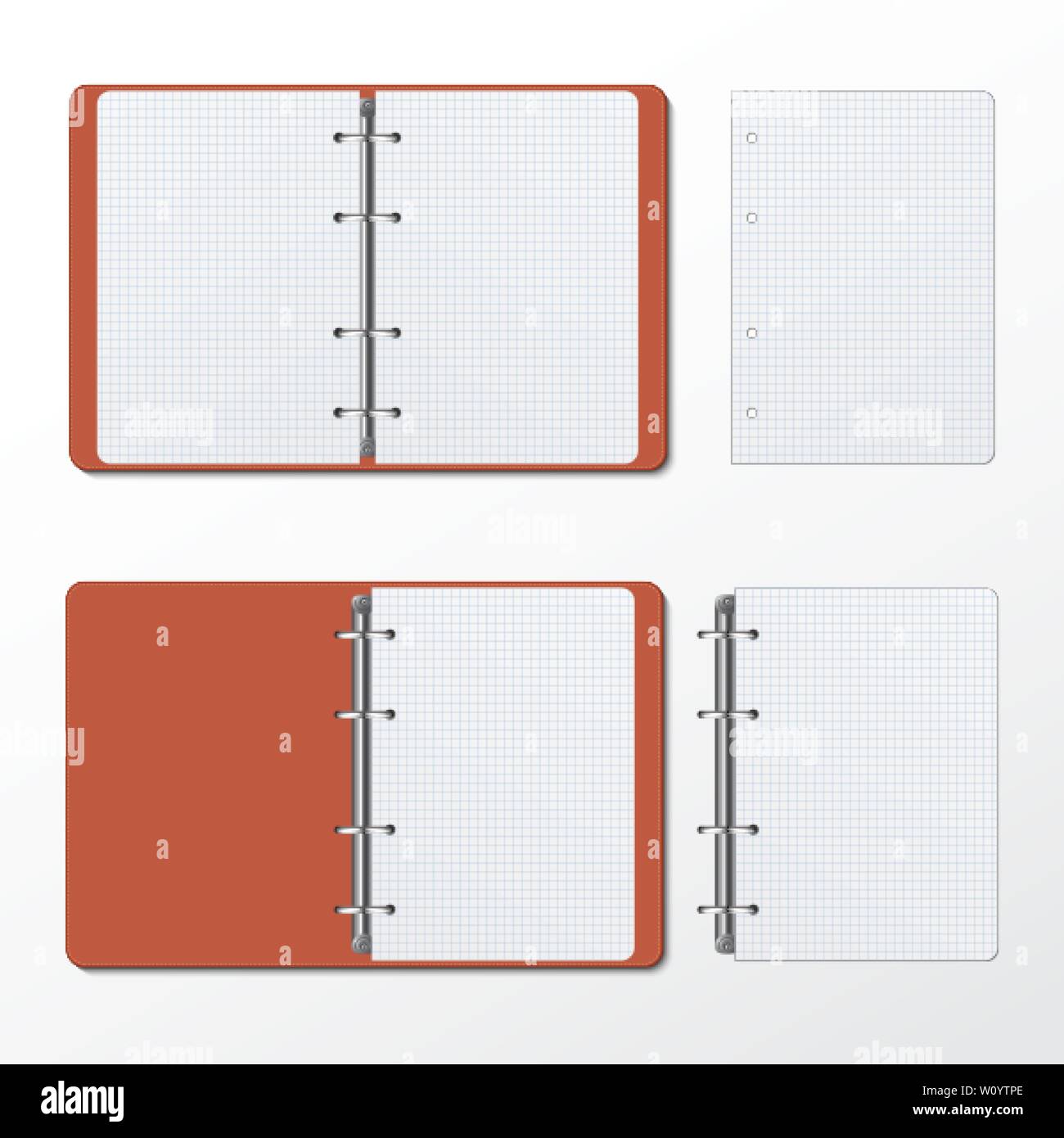 Dossier ouvert avec des feuilles de papier sur les anneaux. Illustration de Vecteur