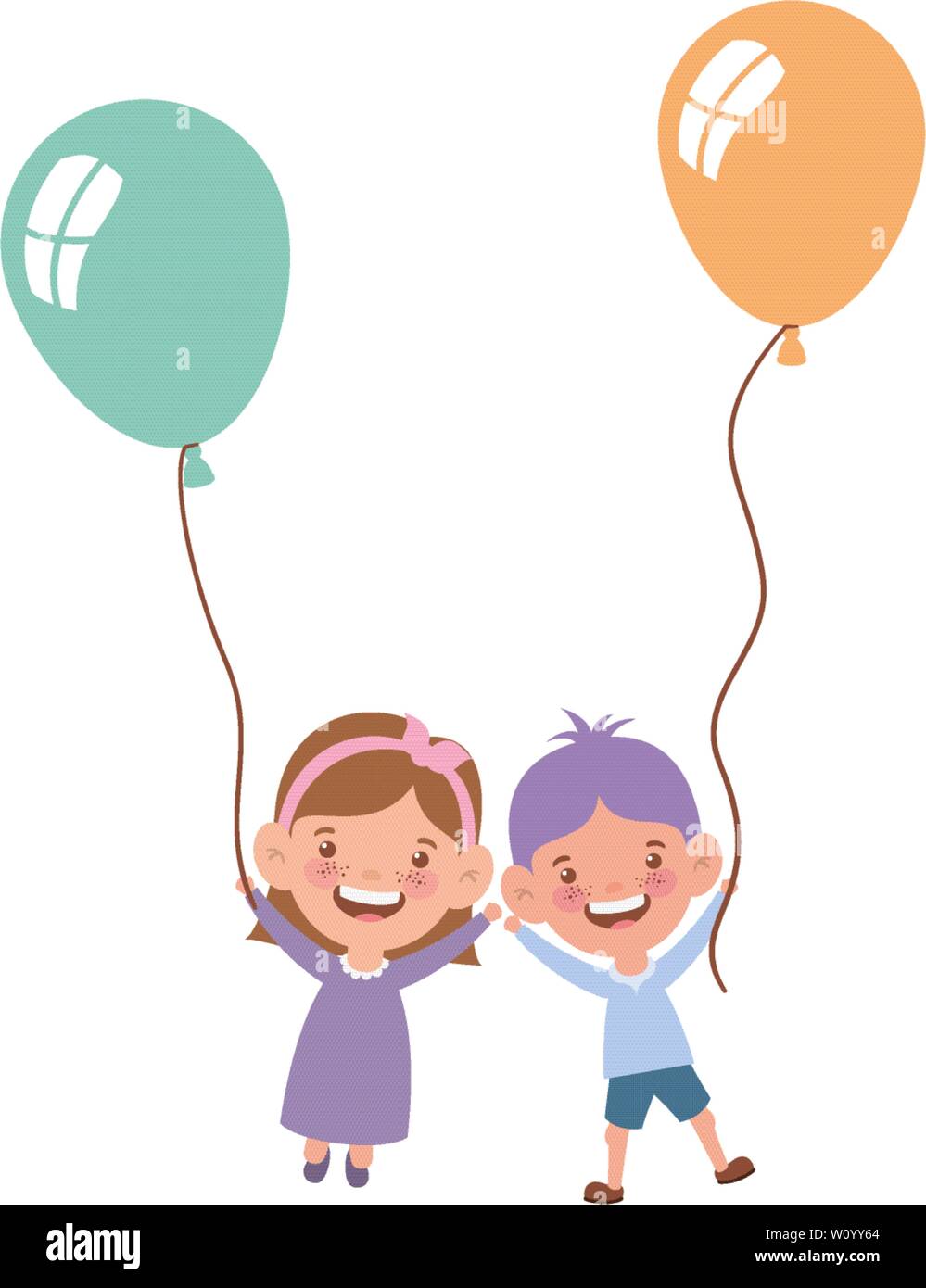 Bébé couple smiling avec hélium ballon en main Illustration de Vecteur