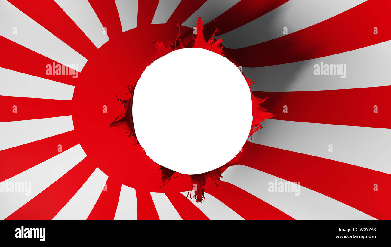 Coupe du trou dans le pavillon du Japon soleil levant la guerre, fond blanc, 3D Rendering Banque D'Images