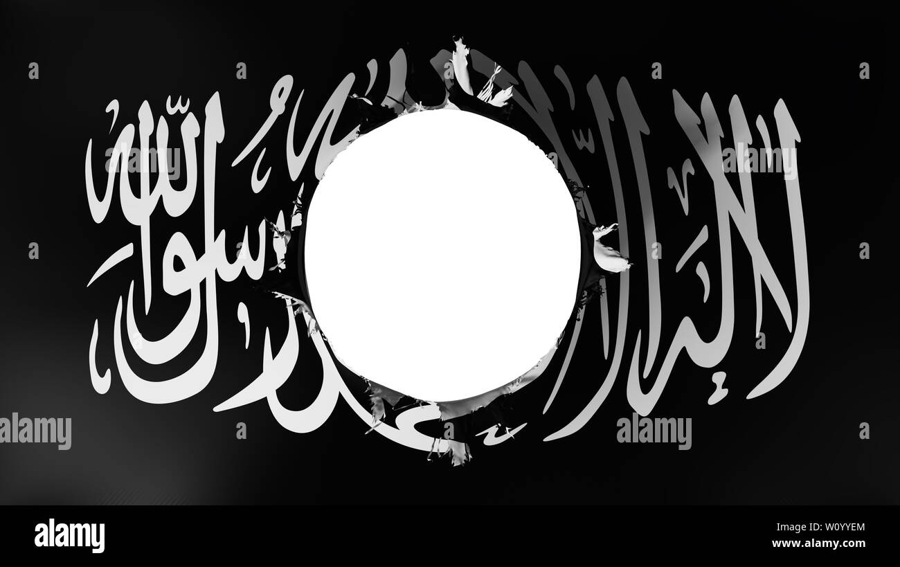 Coupe du trou dans le pavillon de Jihad Noir, fond blanc, 3D Rendering Banque D'Images
