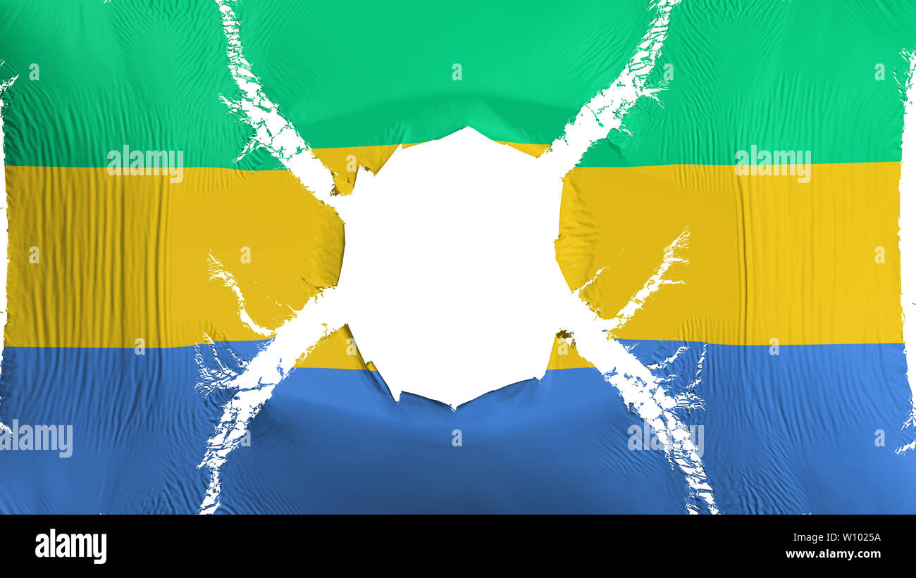 Le Gabon drapeau avec un trou Banque D'Images
