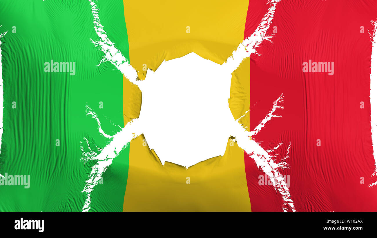 Mali drapeau avec un trou Banque D'Images