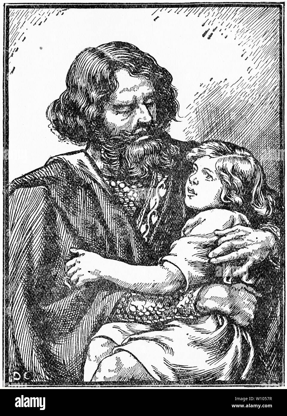 Gravure de William c. (Privilégiez 893 - 942) second gouverneur de Normandie, avec son fils Richard I (932 - 996), également connu sous le nom de Richard sans peur. À partir d'une édition ancienne de la petite Duke. Banque D'Images