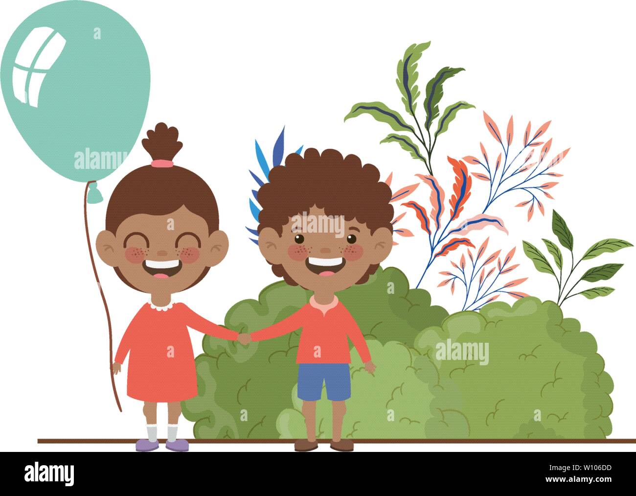 Bébé couple smiling avec hélium ballon en main Illustration de Vecteur