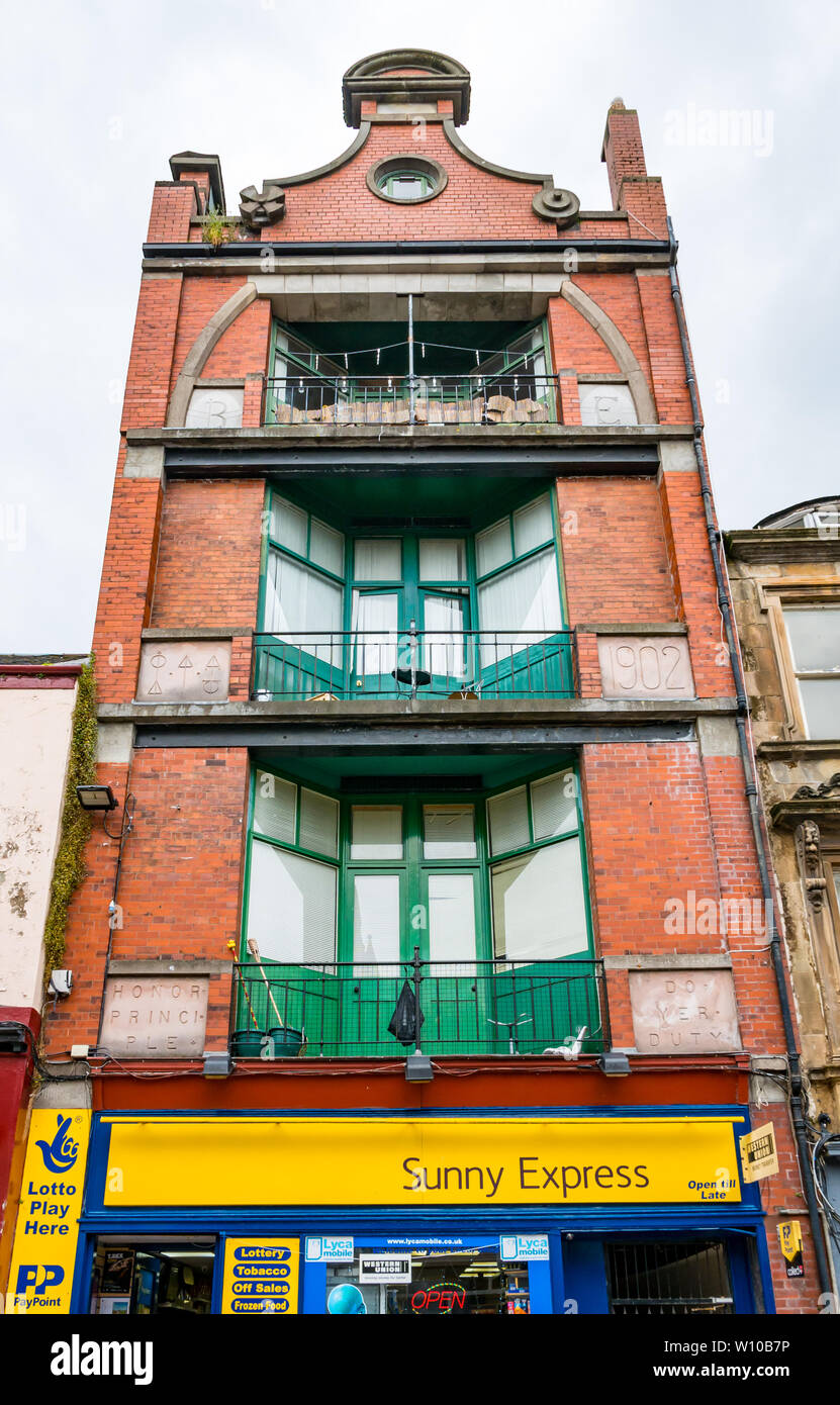 Architecte écossais John Allan inhabituelle en brique, étroit, le frère's Wynd, Stirling, Scotland, UK Banque D'Images