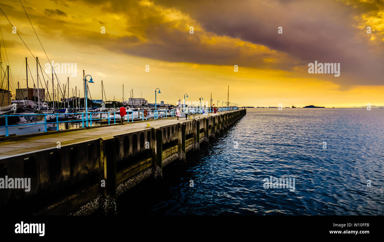 Singapour - Mar 16, 2019 : Raffles Marina donnant sur le Tuas Second lien - Singapore Causeway le deuxième à la Malaisie. Banque D'Images