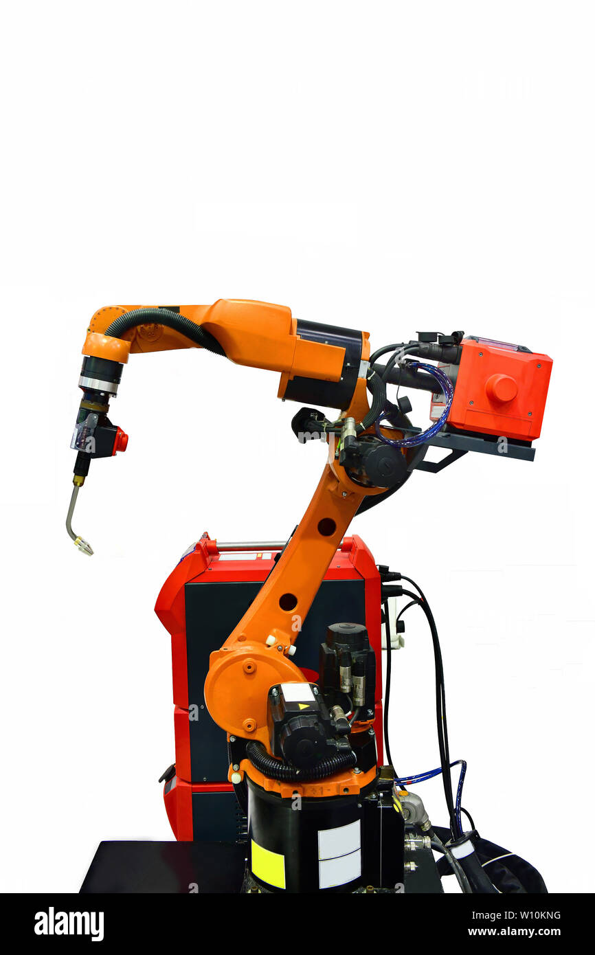 Main robotique pour l'industrie de la machine-outil isolé sur fond blanc Banque D'Images