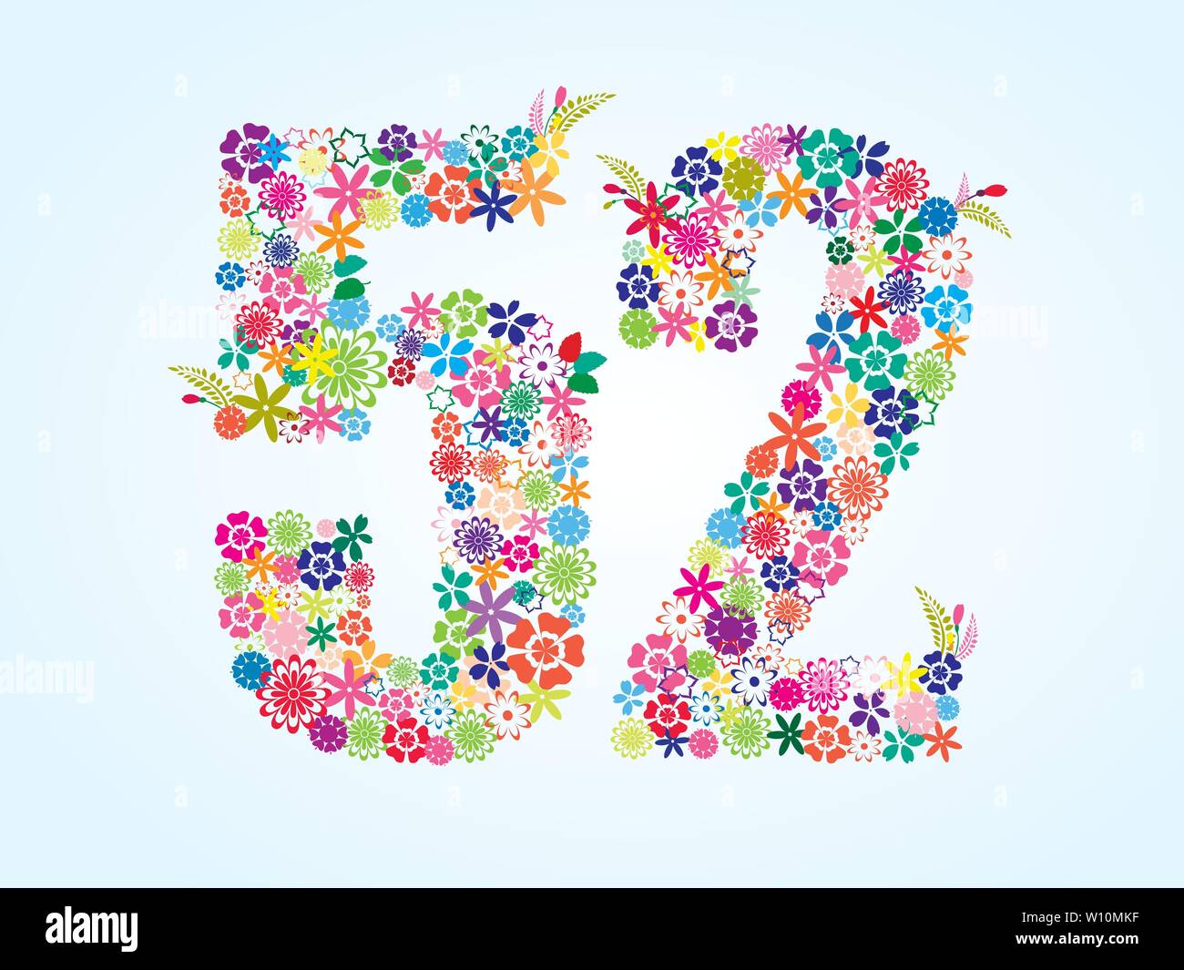 Joyeux Anniversaire Cinquante Deux 52 Ans Fun Celebration Anniversaire Carte De Souhaits Avec Le Chiffre Le Texte Et La Conception De La Geometrie De L Etiquette Coloree Image Vectorielle Stock Alamy