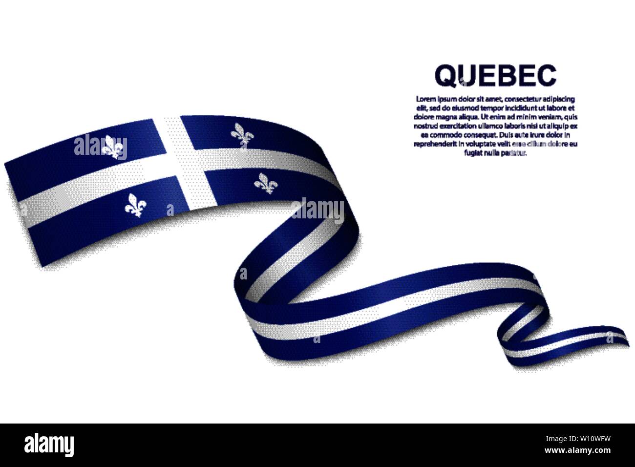 Waving Flag du Québec sur fond blanc. Modèle de conception Illustration de Vecteur