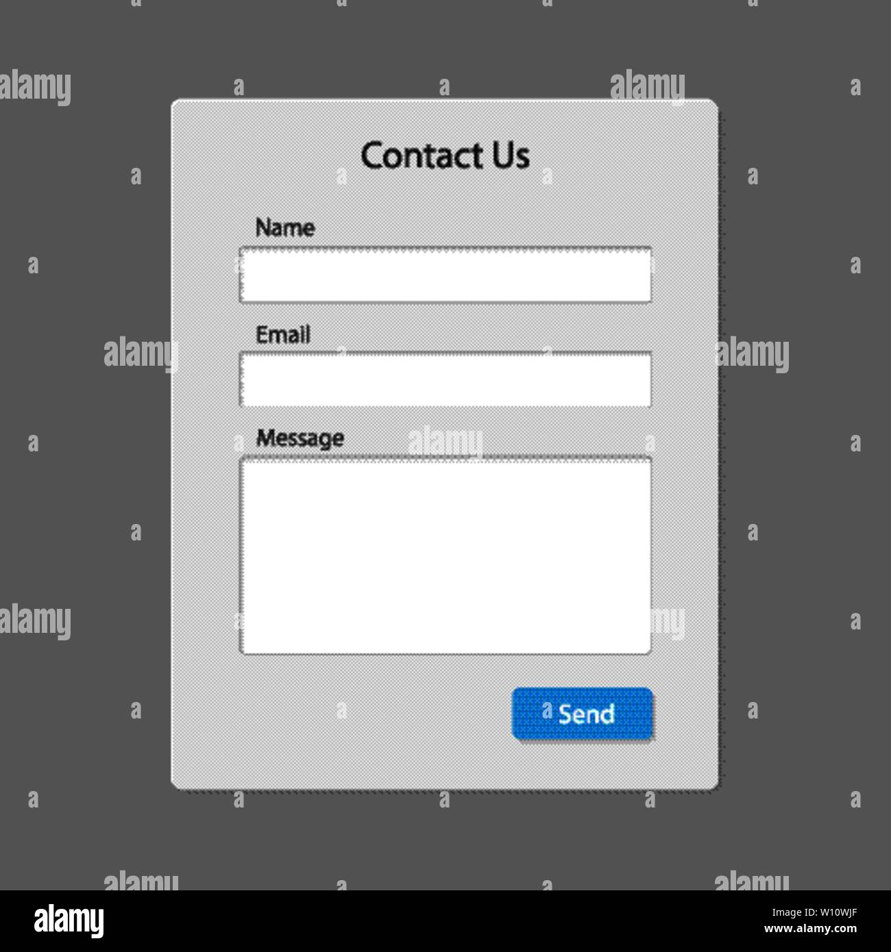 Formulaire de contact page gabarit isolé . Modèle pour votre conception Illustration de Vecteur
