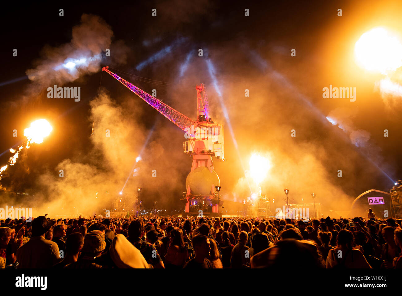 La nouvelle conception de l'étape d'Arcadia, la Pangée, au Glastonbury Festival 2019 à la ferme digne dans Pilton, Somerset. Banque D'Images