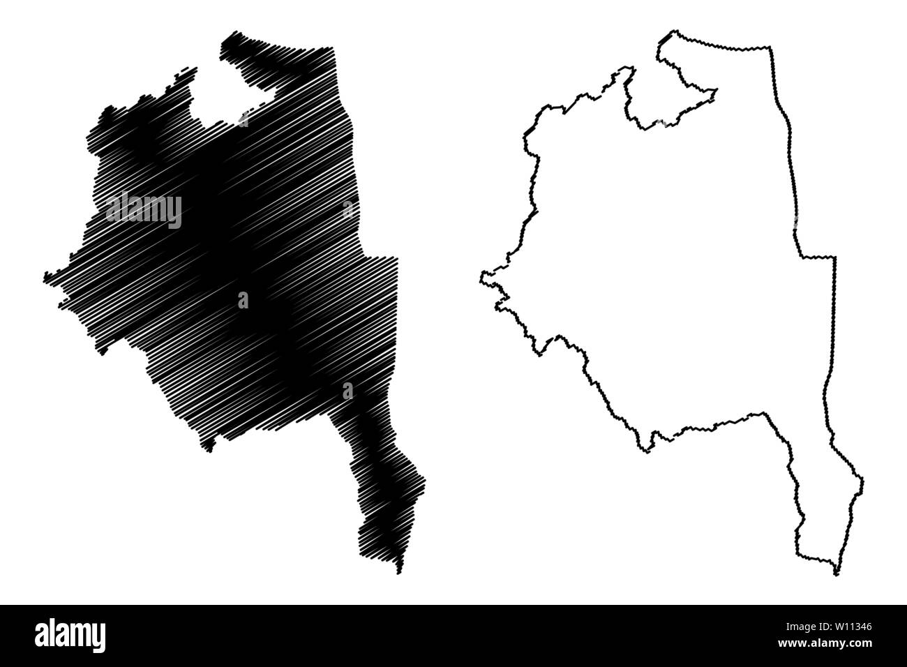 Région centrale (Malawi République du Malawi, les régions du Malawi, les divisions administratives) map vector illustration, scribble sketch carte de la région du Centre Illustration de Vecteur