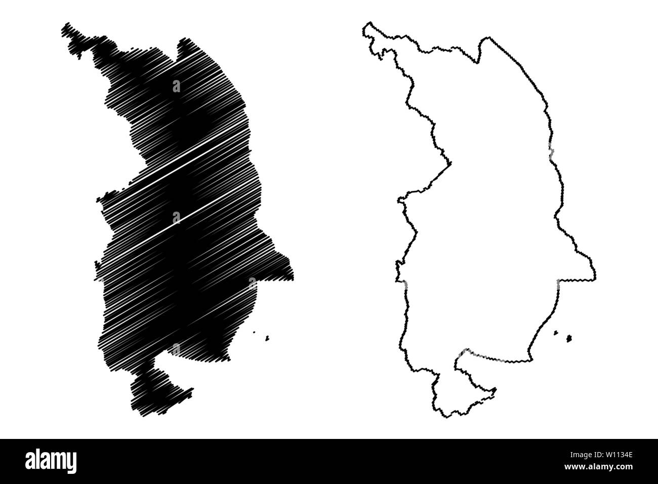 Région nord (Malawi République du Malawi, les régions du Malawi, les divisions administratives) map vector illustration gribouillage, croquis Northern Region Map Illustration de Vecteur