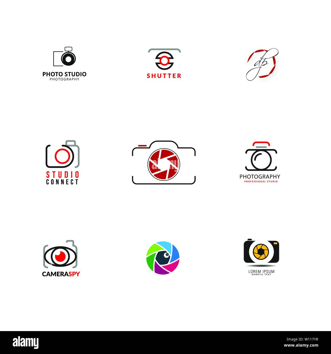 Sur les icônes d'appareil photo Template design logo Illustration de Vecteur