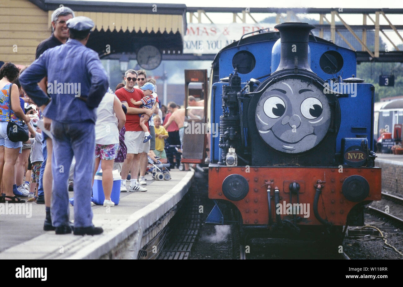 Le 0-6-0T moteur n°1800 mieux connu sous le nom de 'Thomas' par le révérend W. Awdry auteur du fameux livres sur Thomas et ses amis. Nene Valley Railway, Wansford, Cambridgeshire, Angleterre, RU Banque D'Images