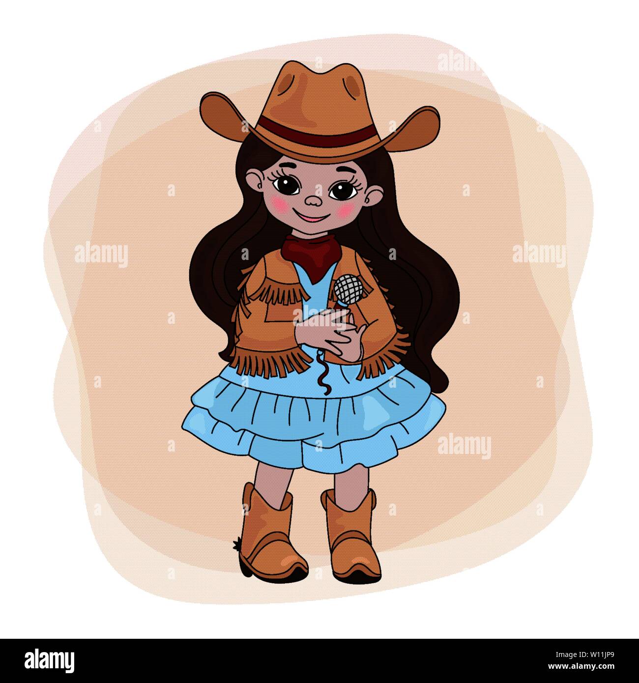 COWGIRL SINGER American Cowboy Western Music Festival Illustration vectorielle définie pour tissu d'impression et de décoration Illustration de Vecteur