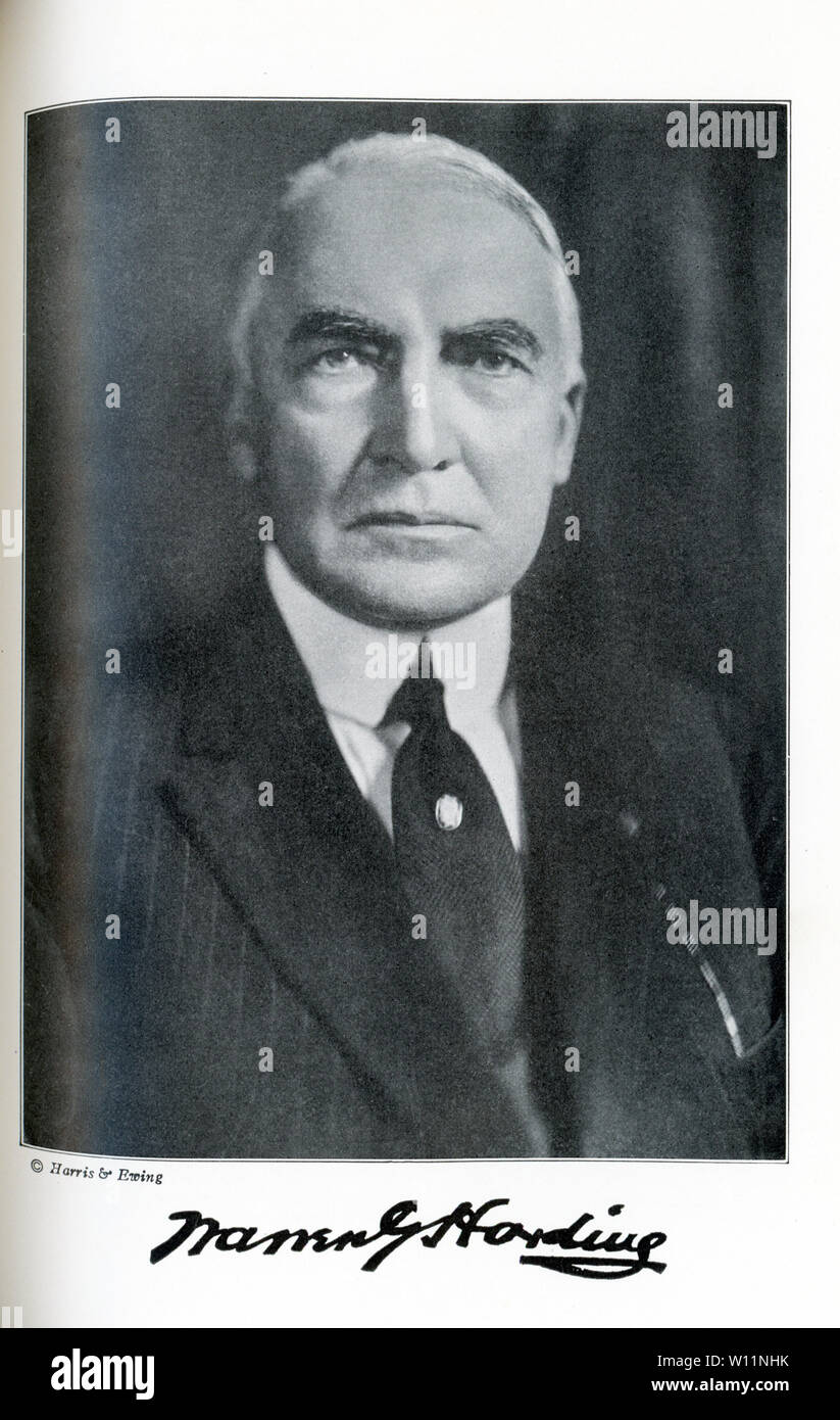 Cette photo date de 1920 et présente le 29e président des États-Unis, Warren Gamaliel Harding, qui a été président de 1921-1923. Banque D'Images