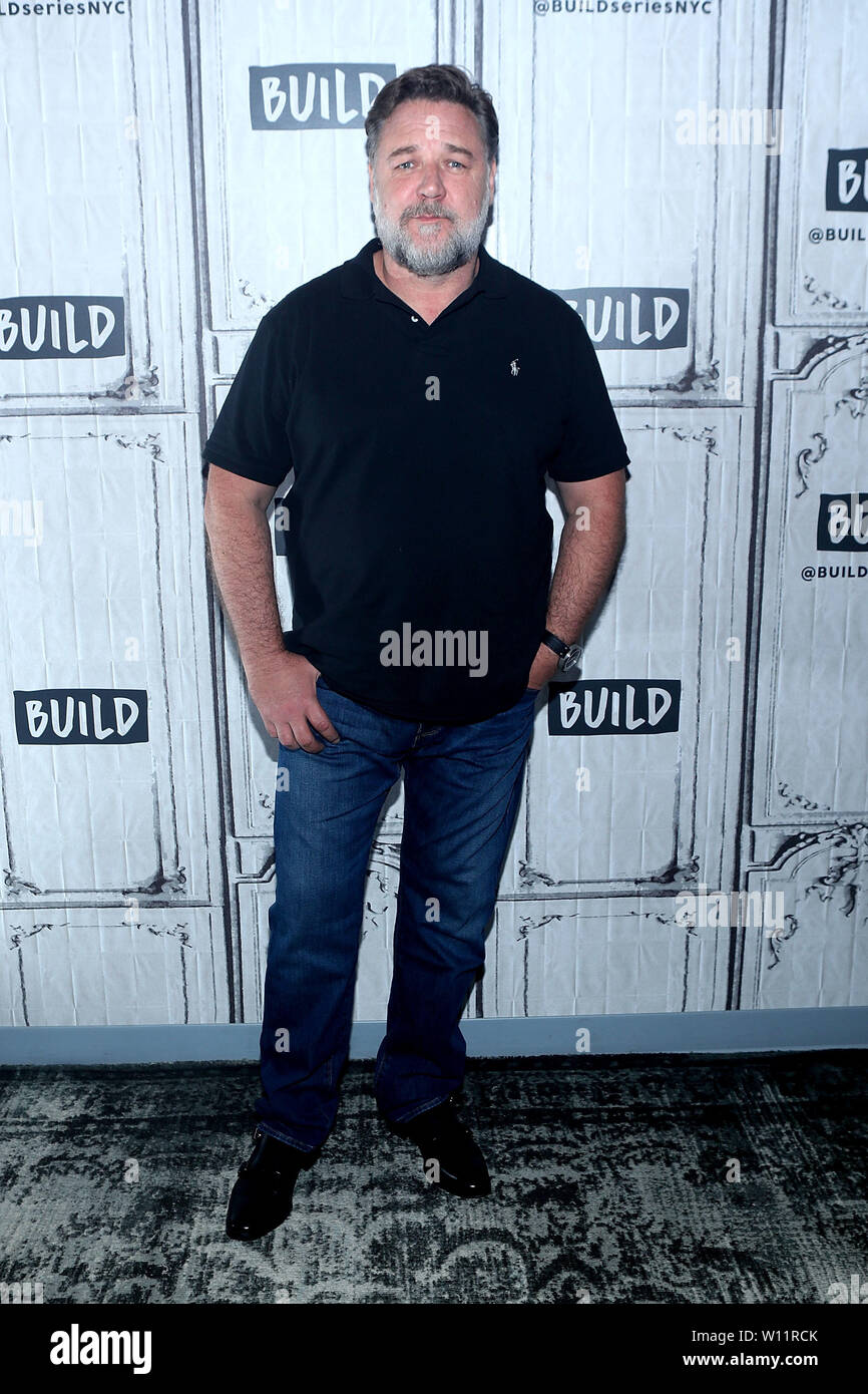 New York, USA. 24 Juin, 2019. Russell Crowe lors de la conférence de l'examen de la série de Showtime limited, LA VOIX LA PLUS FORTE À CONSTRUIRE Studio. Crédit : Steve Mack/Alamy Banque D'Images