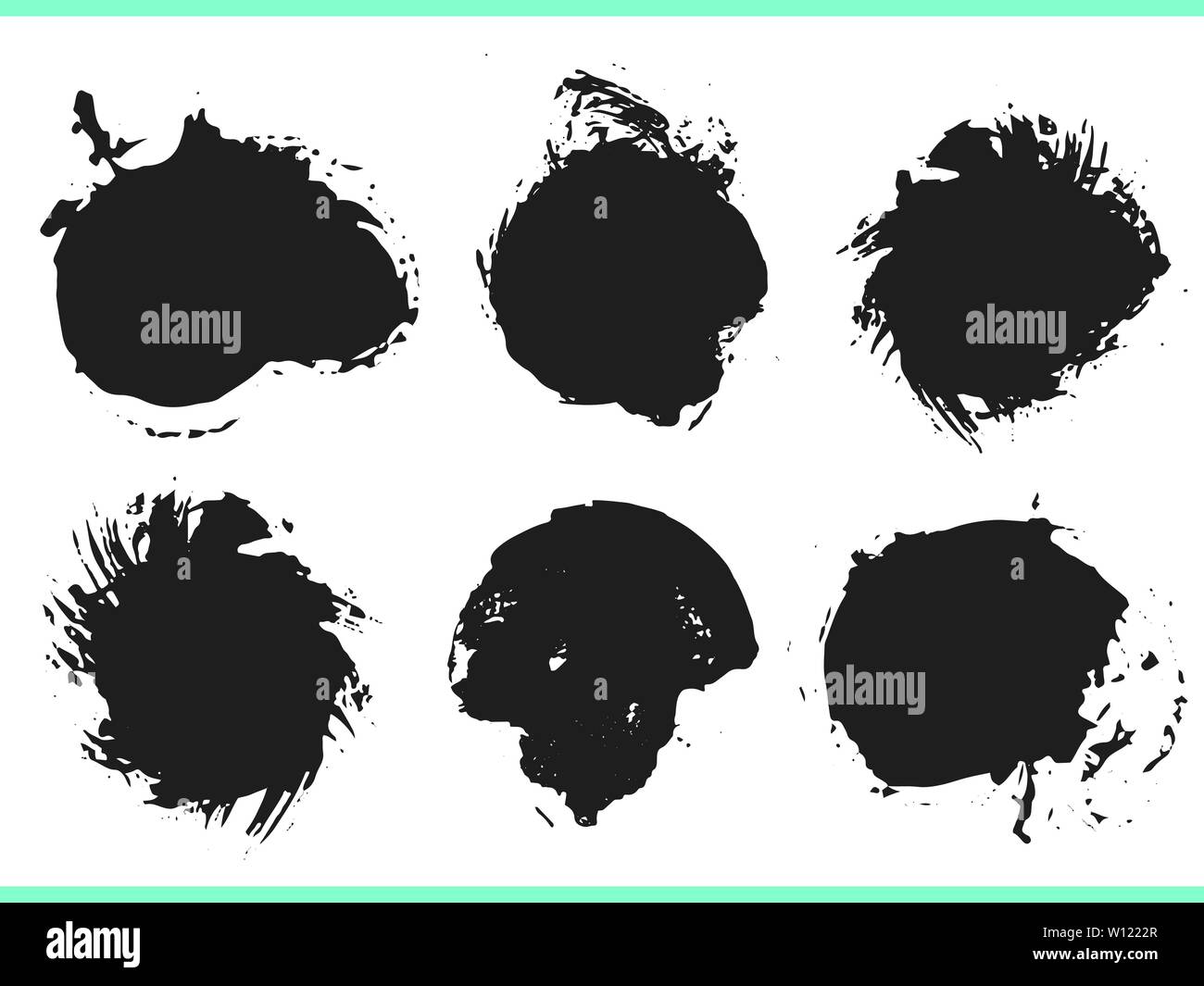 Coups de pinceau. Vector set pinceau. Éléments de conception grunge ronde. Images pour le texte. Texture sale des bannières. Éclaboussures d'encre. Les objets peints. Illustration de Vecteur