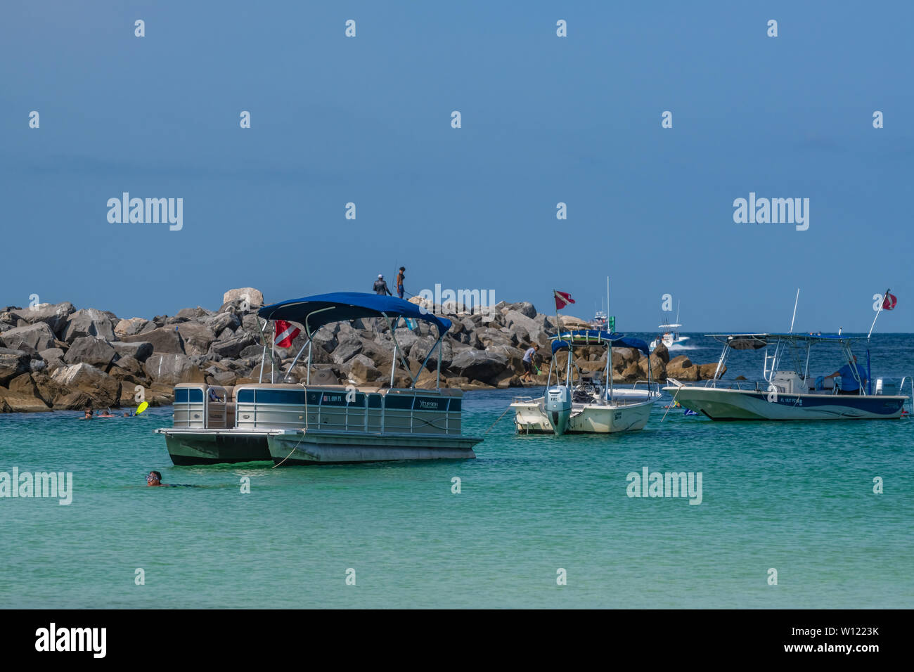 Panama City, Floride, USA 06/28/2019. Le canotage, la plongée, la pêche dans les jetées, Saint Andrews State Park Banque D'Images