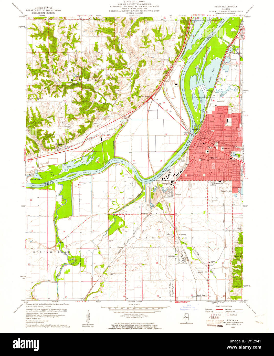 Carte TOPO USGS Alaska IL Pekin 3084551960 Restauration 24000 Banque D'Images