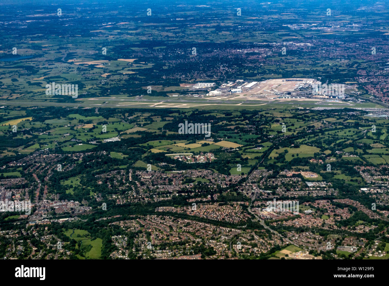 Photo aérienne de l'aéroport de Manchester à partir de ci-dessus avec vue pilotes Banque D'Images