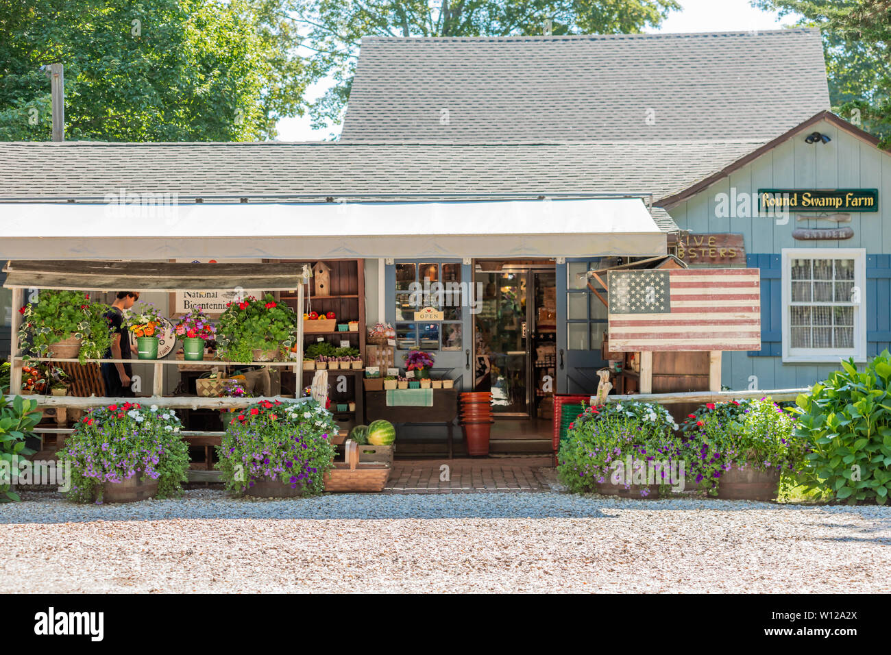 Round Swamp Farm farmer's market, East Hampton, NY Banque D'Images