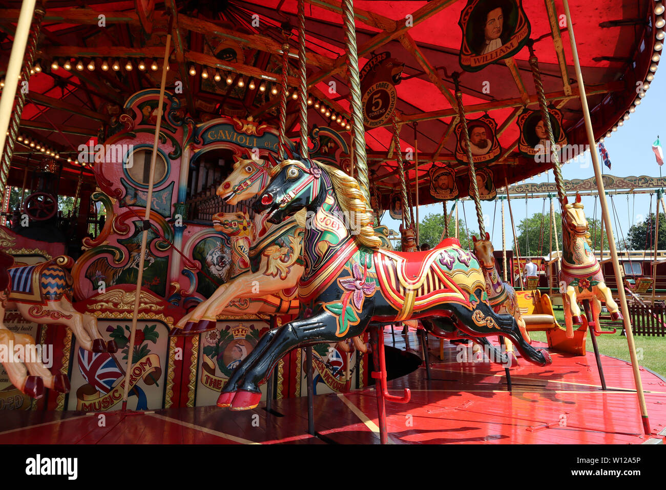 La Vapeur du jubilé Gallopers, Carters Steam Fair, Peckham Rye, London, UK, 29 juin 2019, photo de Richard Goldschmidt Banque D'Images La Vapeur du jubilé Gallopers, Carters Steam Fair, Peckham Rye, London, UK, 29 juin 2019, photo de Richard Goldschmidt Banque D'Images