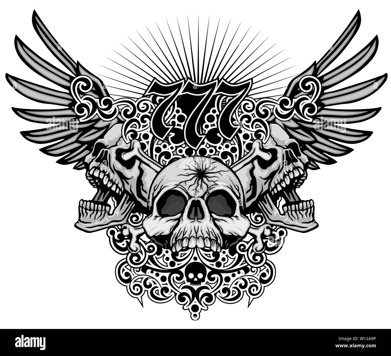Inscrivez-gothique avec tête de mort, grunge vintage design t shirts Banque D'Images