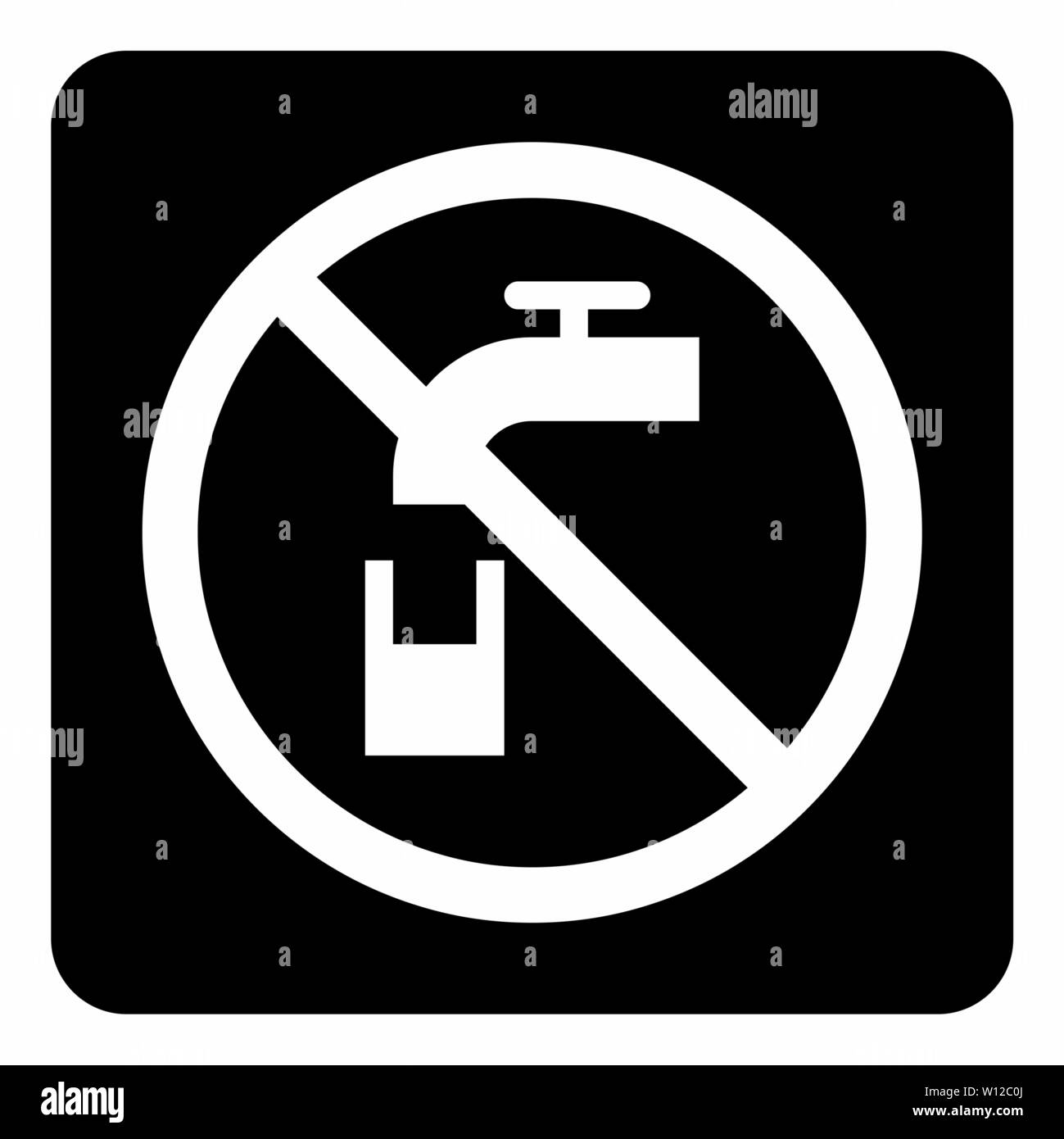 Un noir et blanc une eau non potable icon Illustration de Vecteur