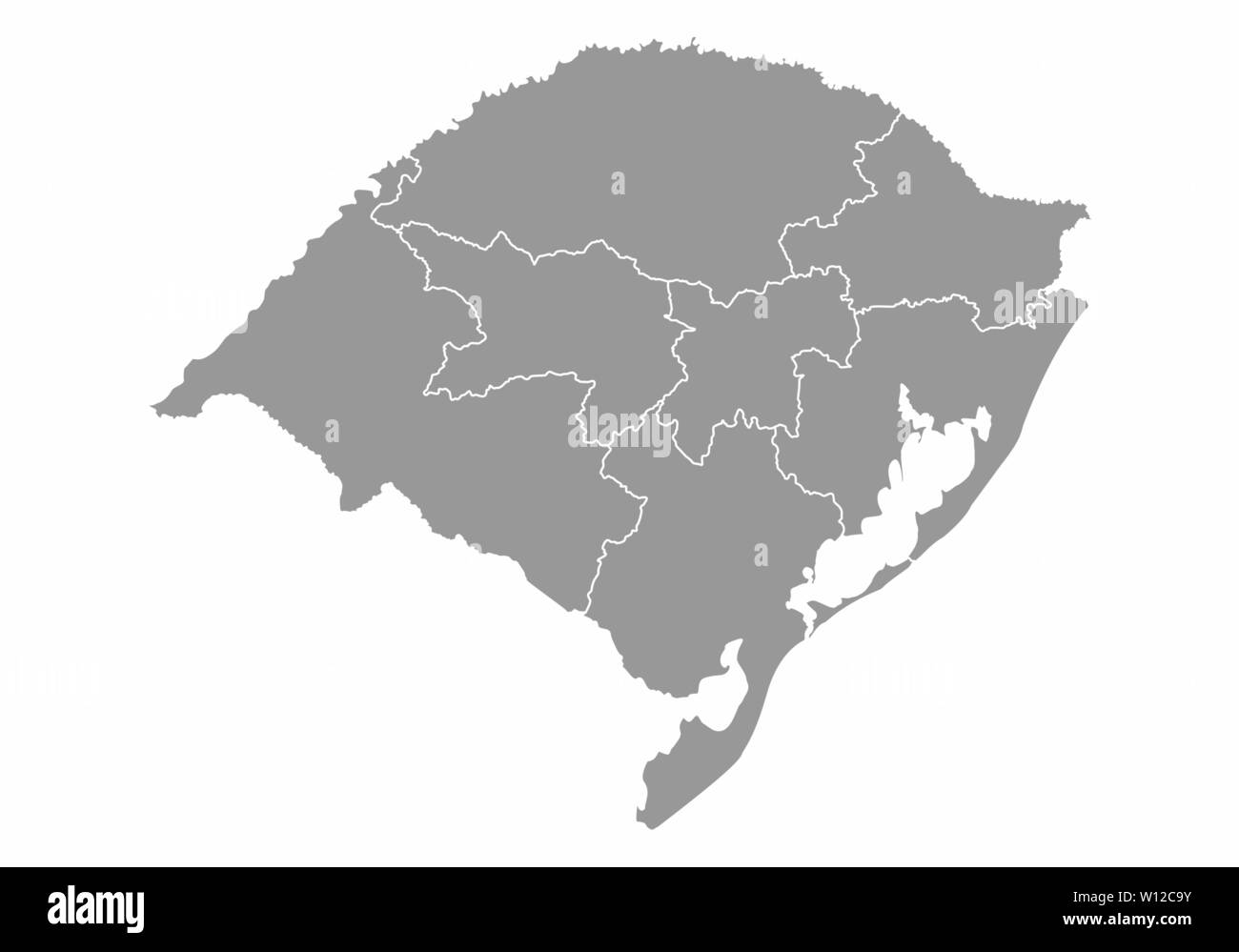 Une carte grise du Rio Grande do Sul, Brésil Régions Illustration de Vecteur