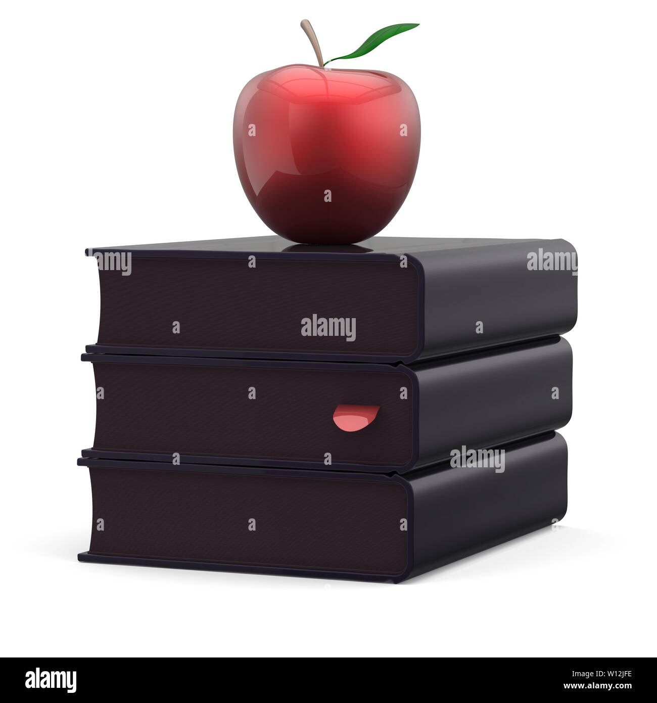 Pile de manuels et livres noir total red apple Ajouter aux favoris l'étude de l'éducation de l'école d'apprentissage de la lecture de la littérature connaissances collège idée concept icône Banque D'Images