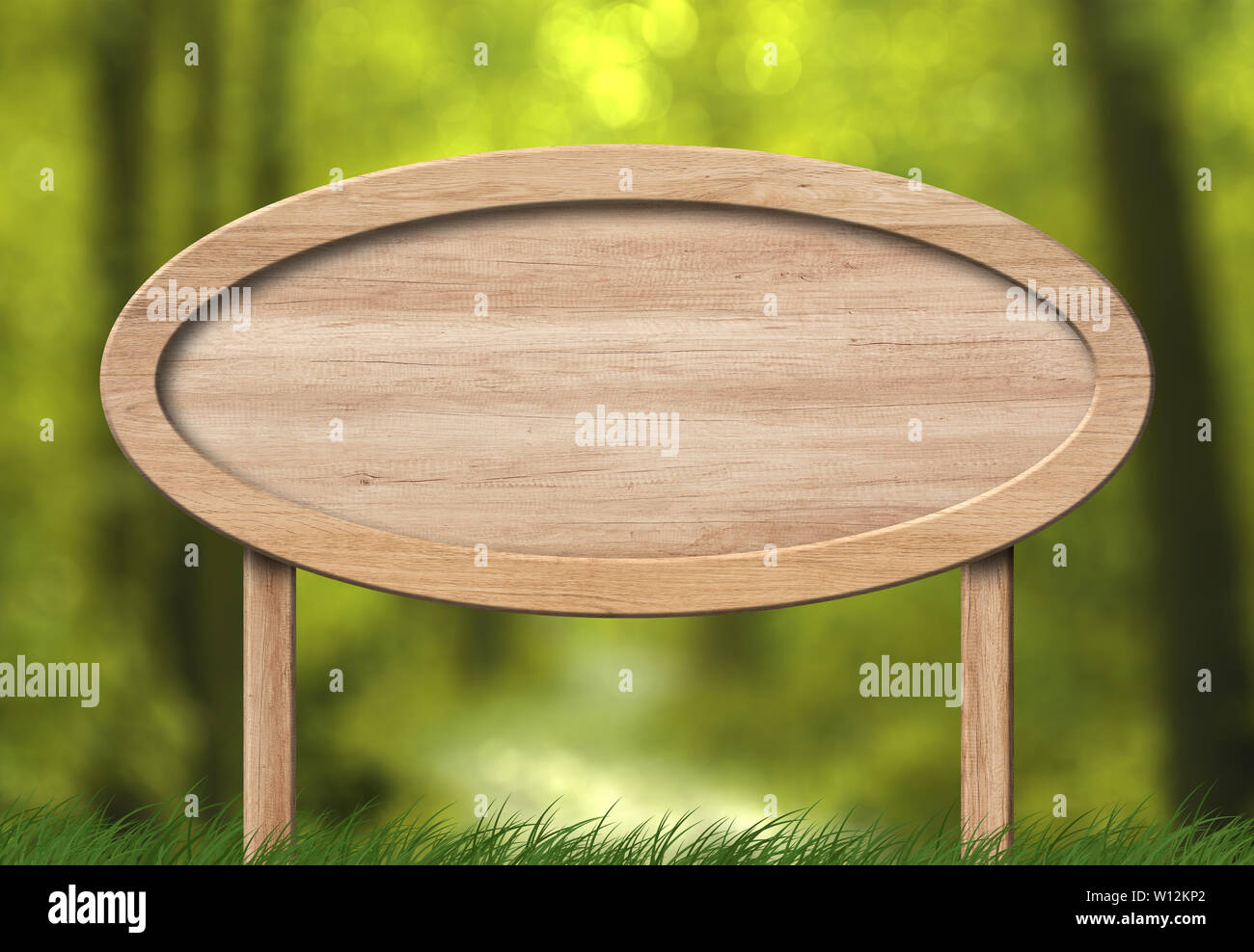 Ovale Blanc lumineux panneau à fond des forêts Banque D'Images