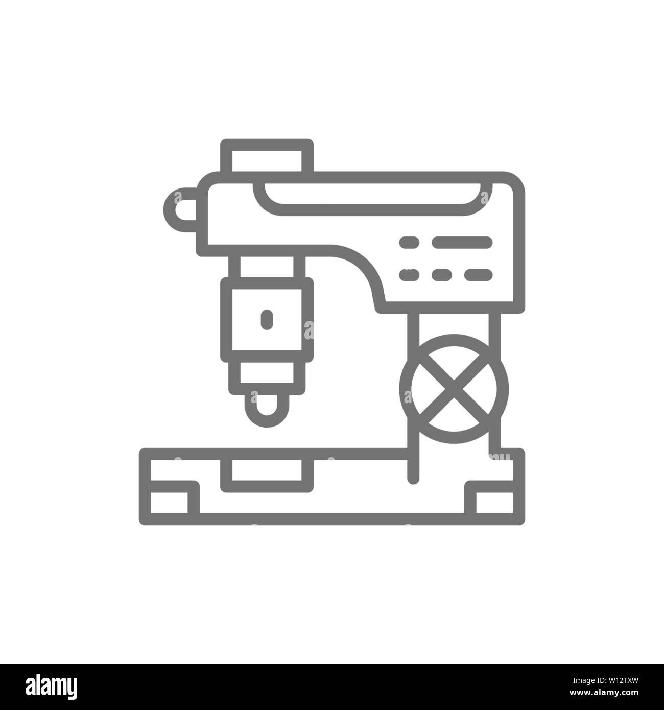 Fraiseuse CNC, découpage des métaux, gravure laser sur l'icône de la ligne de la machine. Illustration de Vecteur