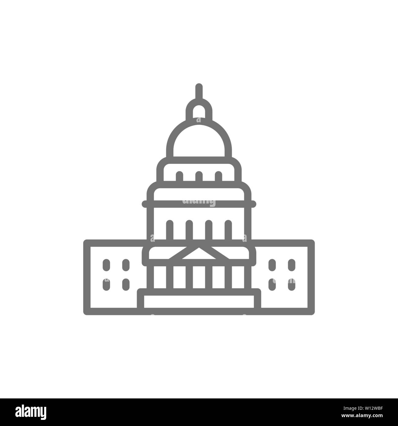 United States Capitol, l'icône de la ligne de bâtiments américains célèbres. Illustration de Vecteur