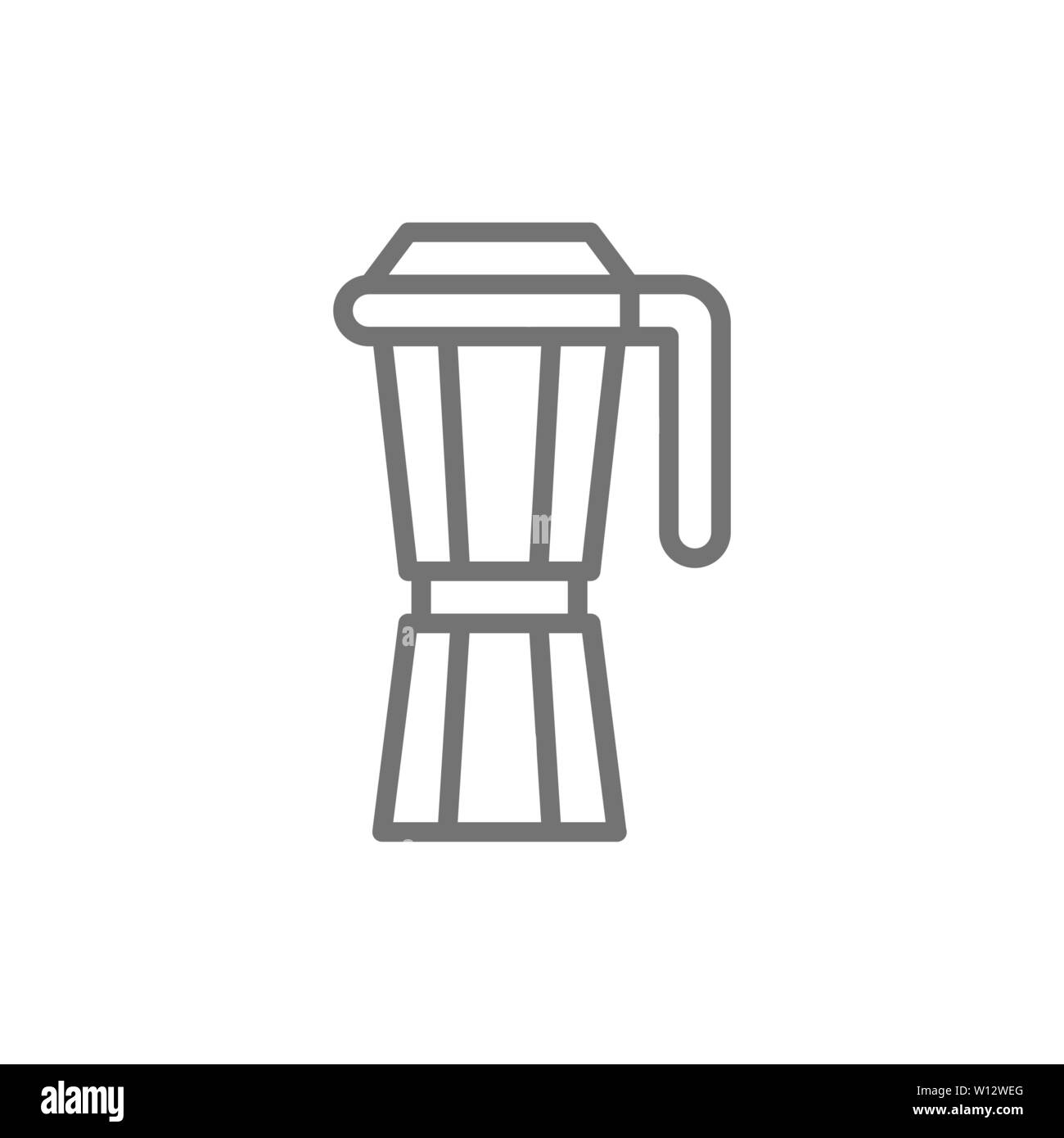 Cafetière italienne, l'icône de la ligne de la machine à expresso. Illustration de Vecteur