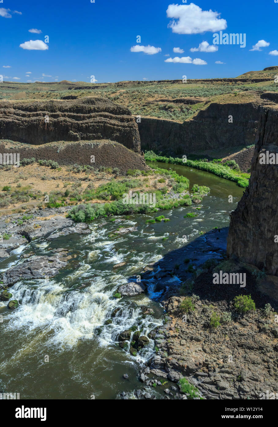 Cascades sur la rivière palouse dans un canyon au-dessus de chutes palouse près de washtucna, Washington Banque D'Images
