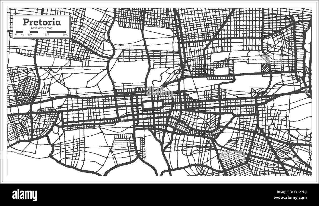Pretoria Afrique du Sud Plan de ville en noir et blanc Couleur. Une carte de Noël. Vector Illustration. Illustration de Vecteur