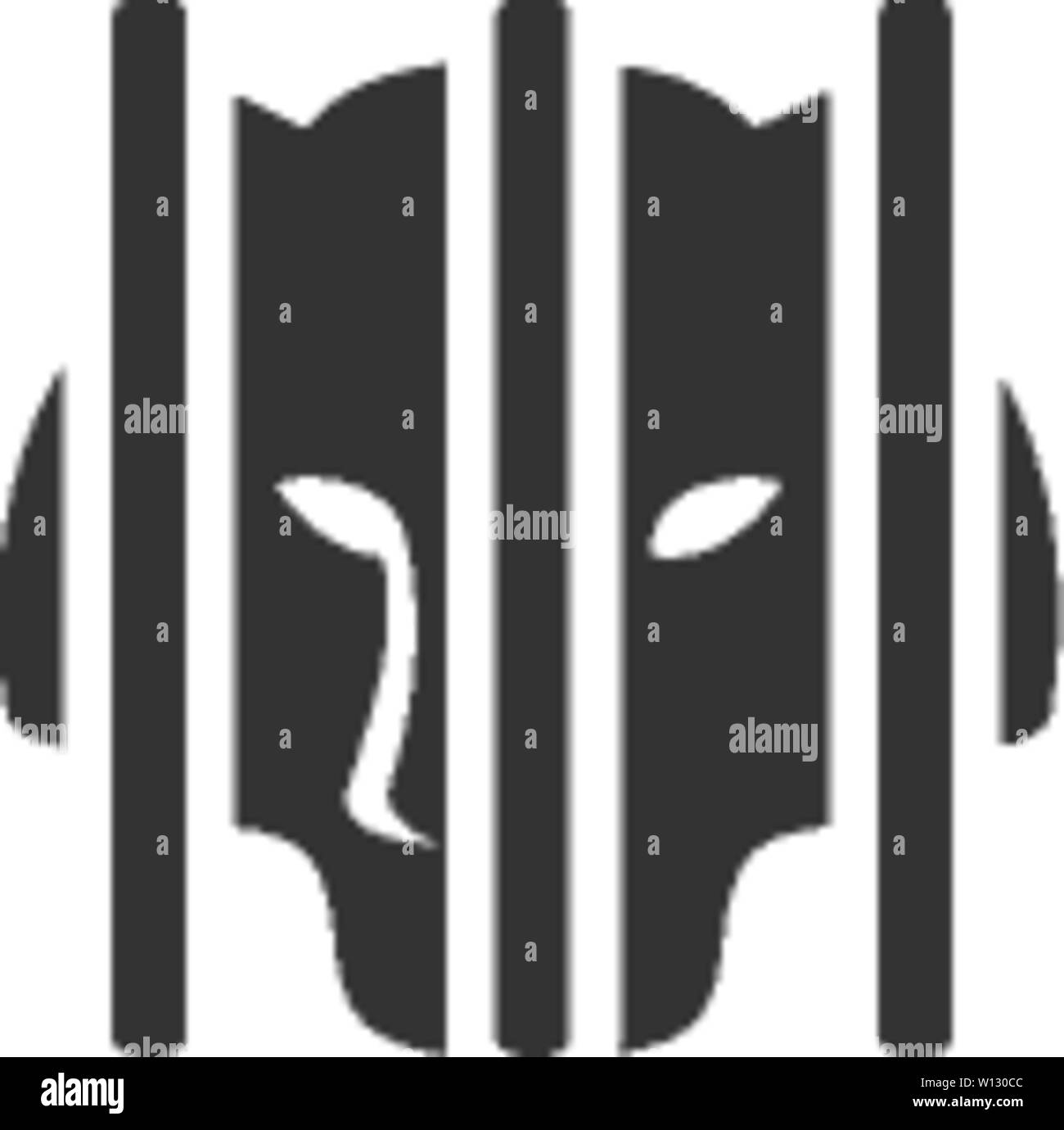Animal en cage dans l'icône de couleur gris unique. Mammifère carnivore de tigre jungle zoo hunter Illustration de Vecteur