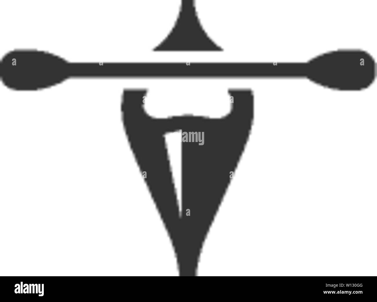 L'icône de canoë en couleur unique. L'eau du lac rivière mer sport ligne power paddle Illustration de Vecteur