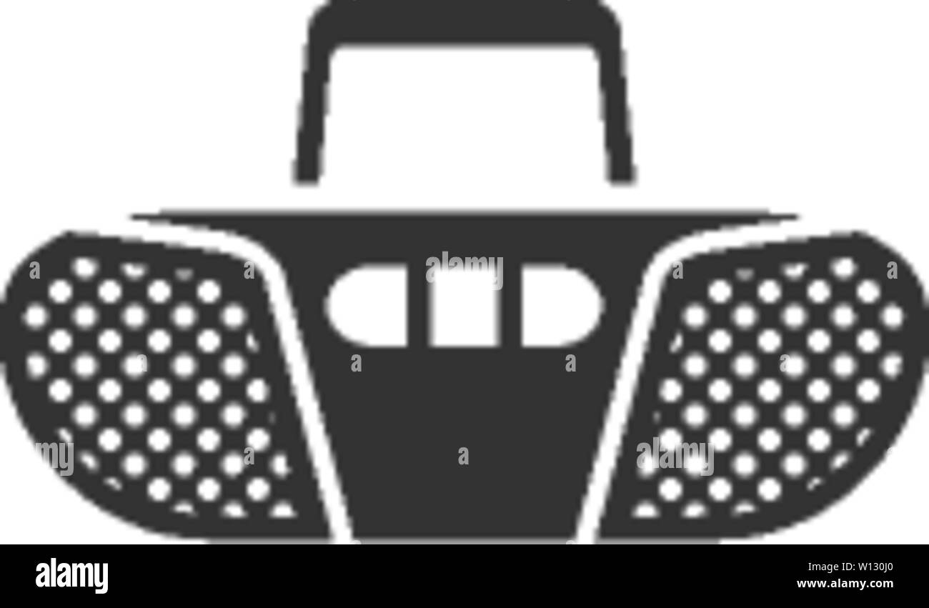 L'icône de lecteur de cassettes en couleur unique. Musique danse partie compo mini stéréo audio Illustration de Vecteur