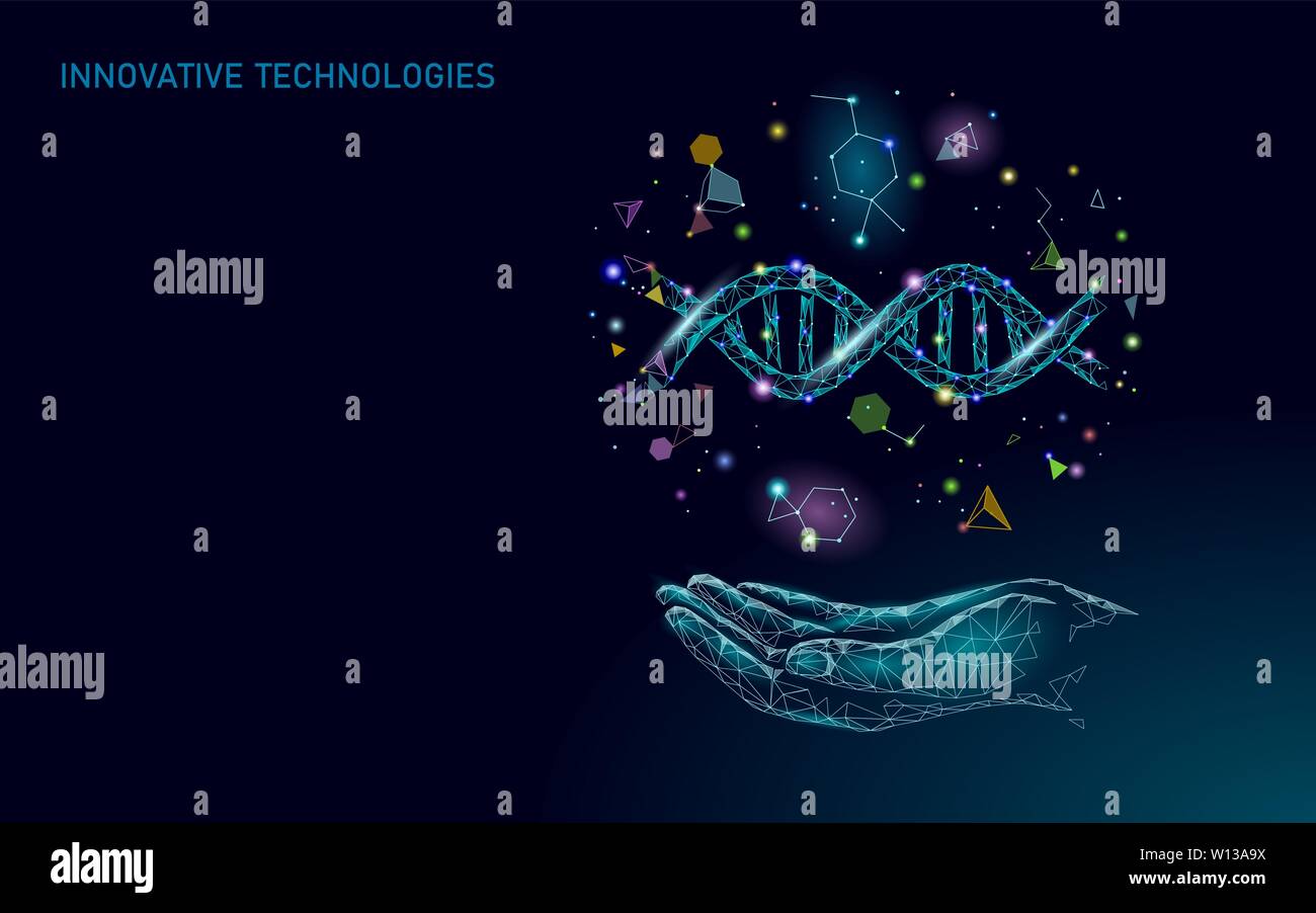 La thérapie génique de l'ADN à la main concept. Consultation médicale à l'app. Le diagnostic de santé Web réseau hospitalier moderne géométrique bannière. Marché Pharmacie Illustration de Vecteur