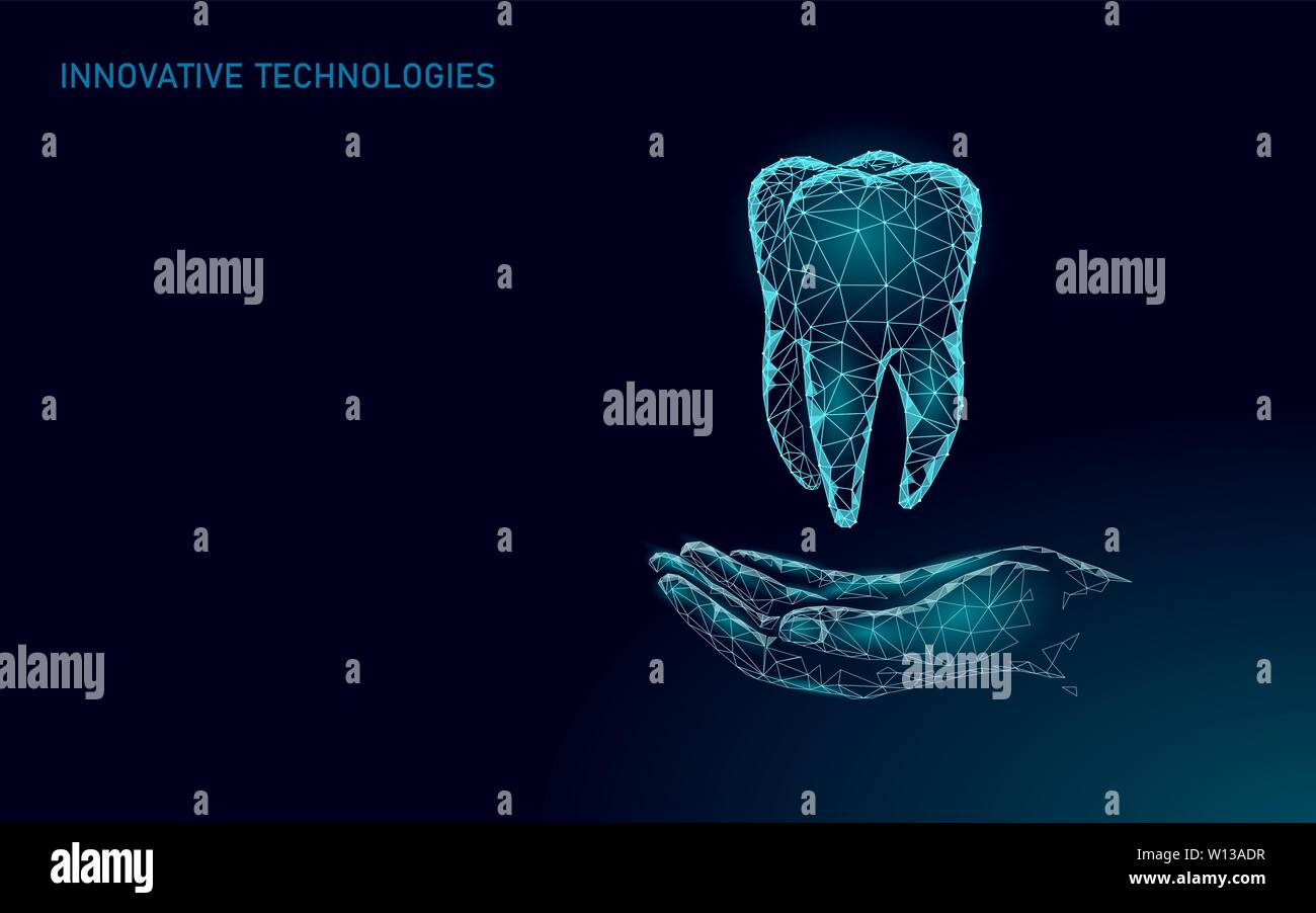 Une dent humaine saine médicale 3d. Modèle médecine poly faible. Médecin en ligne concept. Consultation médicale à l'app. Santé Web dentiste moderne stomatologist Illustration de Vecteur