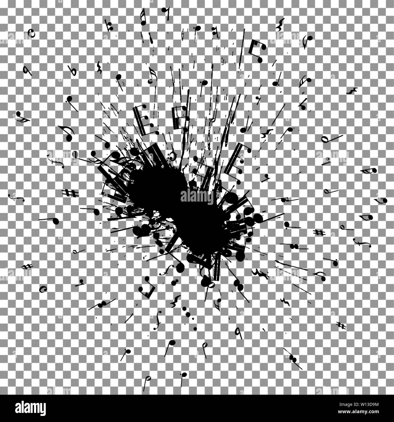 Des notes de musique vol de grunge blob. Illustration vecteur EPS 8. Illustration de Vecteur